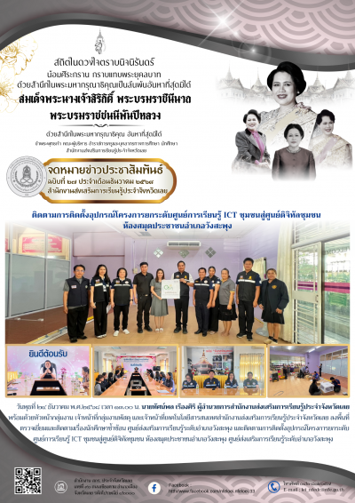        วันพุธที่ ๒๔ ธันวาคม พ.ศ.๒๕๖๘ เวลา ๑๓.๐๐ น. นายทัศน์พล เรืองศิริ ผู้อำนวยการสำนักงานส่งเสริมการเรียนรู้ประจำจังหวัดเลย พร้อมด้วยหัวหน้ากลุ่มงาน เจ้าหน้าที่กลุ่มงานพัสดุ และเจ้าหน้าที่เทคโนโลยีสารสนเทศสำนักงานส่งเสริมการเรียนรู้ประจำจังหวัดเลย ลงพื้นที่ตรวจเยี่ยมและติดตามเรื่องนักศึกษาซ้ำซ้อน ศูนย์ส่งเสริมการเรียนรู้ระดับอำเภอวังสะพุง และติดตามการติดตั้งอุปกรณ์โครงการยกระดับ ศูนย์การเรียนรู้ ICT ชุมชนสู่ศูนย์ดิจิทัลชุมชน ห้องสมุดประชาชนอำเภอวังสะพุง ศูนย์ส่งเสริมการเรียนรู้ระดับอำเภอวังสะพุง